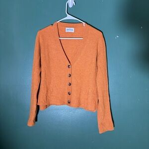 Brora Women’s Small 4-6 Orange Cashmere Cardigan